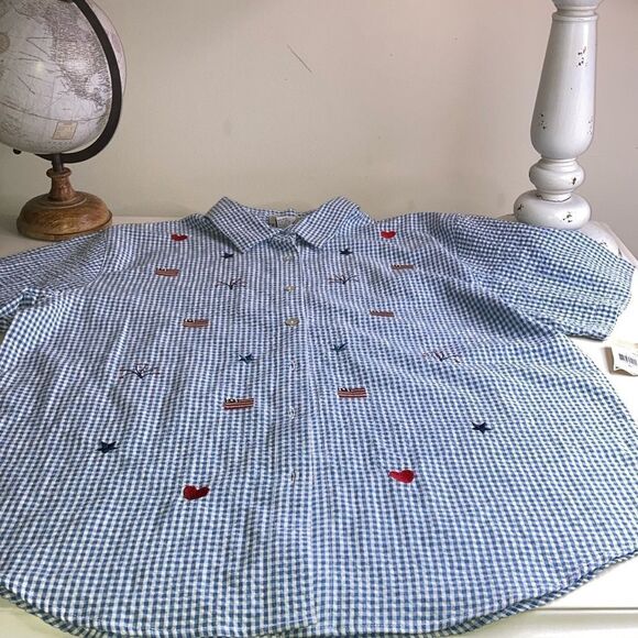 NWT TEDDI XL Western Patriotic Button Down Shacket Shirt - Picture 1 of 11